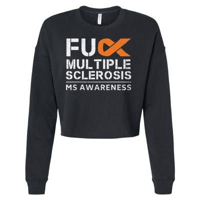 Fuck Multiple Sclerosis Ms Awareness Support Ribbon Cropped Pullover Crew