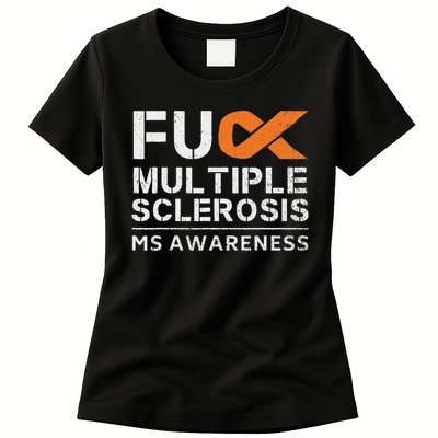 Fuck Multiple Sclerosis Ms Awareness Support Ribbon Womens T-Shirt