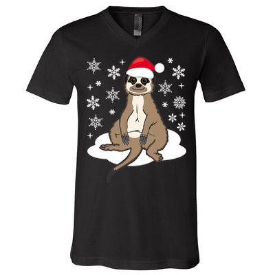 Funny Meerkat Santa Christmas Gift Classic V-Neck T-Shirt