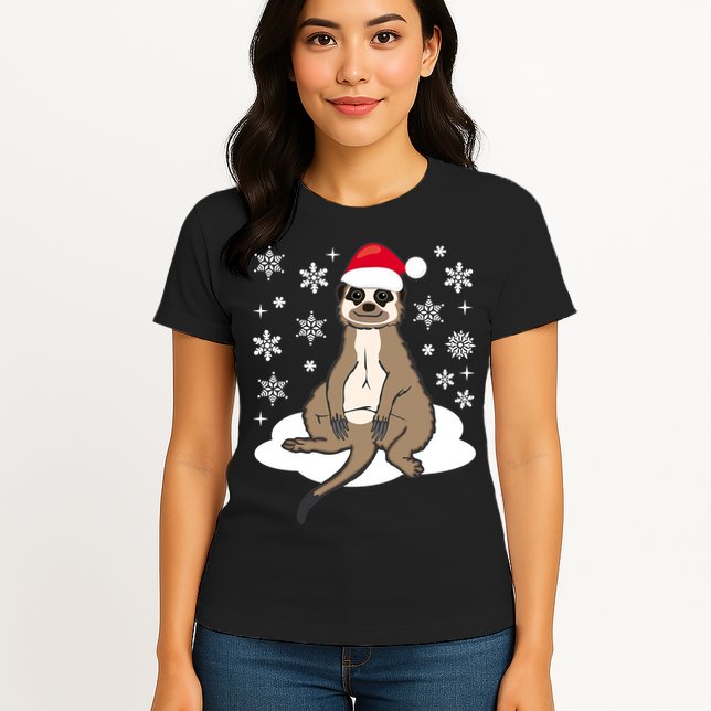Funny Meerkat Santa Christmas Gift Classic Womens T-Shirt