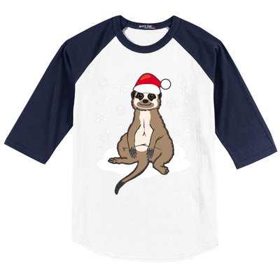 Funny Meerkat Santa Christmas Gift Classic Baseball Sleeve Shirt