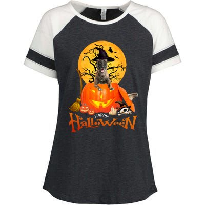 Funny Malinois Spooky Halloween Enza Ladies Jersey Colorblock Tee