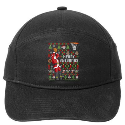 Funny Merry Swishmas Ugly Christmas Basketball Christmas Gift 7-Panel Snapback Hat