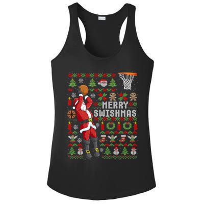 Funny Merry Swishmas Ugly Christmas Basketball Christmas Gift Ladies PosiCharge Competitor Racerback Tank