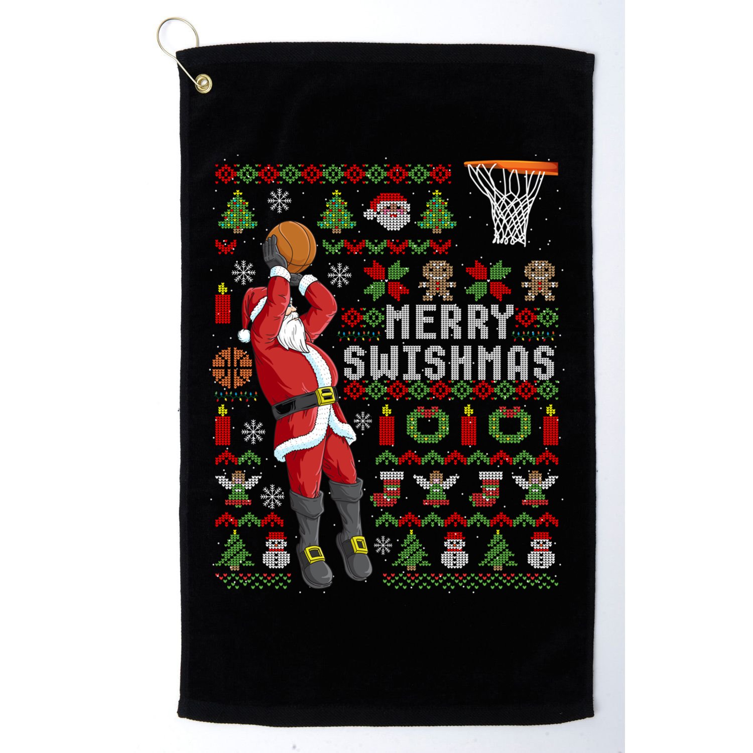 Funny Merry Swishmas Ugly Christmas Basketball Christmas Gift Golf Towel