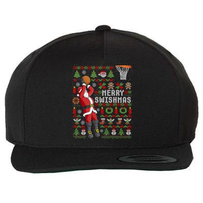 Funny Merry Swishmas Ugly Christmas Basketball Christmas Gift Wool Snapback Cap