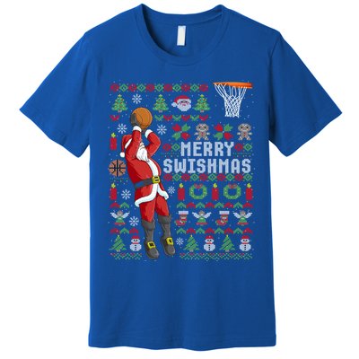 Funny Merry Swishmas Ugly Christmas Basketball Christmas Gift Premium T-Shirt