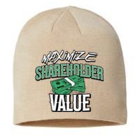 Funny Maximize Shareholder Value Ironic Corporate Quote Sustainable Beanie