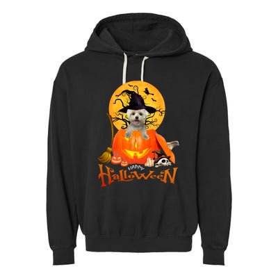 Funny Maltese Spooky Halloween Garment-Dyed Fleece Hoodie