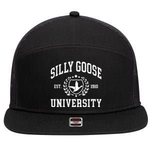 Funny Meme School Bird Silly Goose University Design 7 Panel Mesh Trucker Snapback Hat