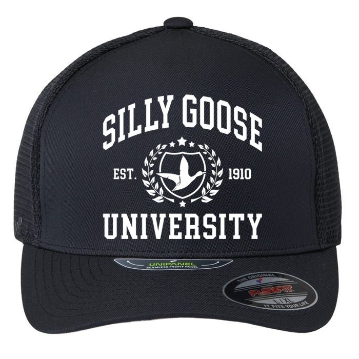 Funny Meme School Bird Silly Goose University Design Flexfit Unipanel Trucker Cap