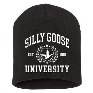 Funny Meme School Bird Silly Goose University Design Short Acrylic Beanie