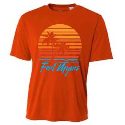 Fort Myers Sunset Palm Trees Beach Vacation Tourist Funny Gift Cooling Performance Crew T-Shirt