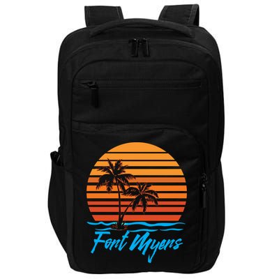 Fort Myers Sunset Palm Trees Beach Vacation Tourist Funny Gift Impact Tech Backpack