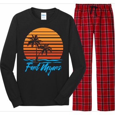 Fort Myers Sunset Palm Trees Beach Vacation Tourist Funny Gift Long Sleeve Pajama Set