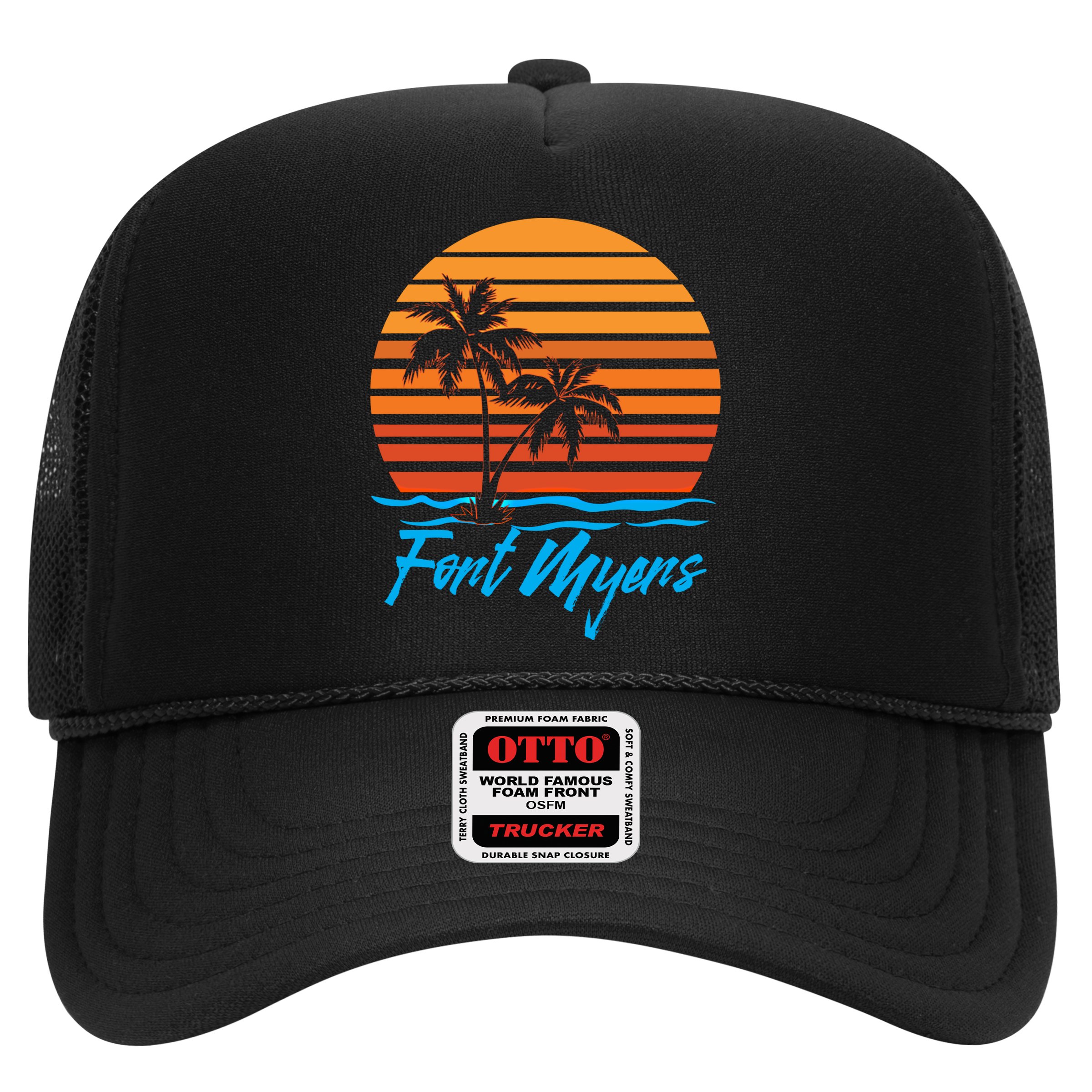 Fort Myers Sunset Palm Trees Beach Vacation Tourist Funny Gift Hat