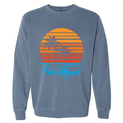 Fort Myers Sunset Palm Trees Beach Vacation Tourist Funny Gift Garment-Dyed Sweatshirt