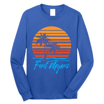 Fort Myers Sunset Palm Trees Beach Vacation Tourist Funny Gift Long Sleeve Shirt