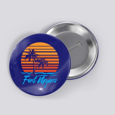 Fort Myers Sunset Palm Trees Beach Vacation Tourist Funny Gift Button