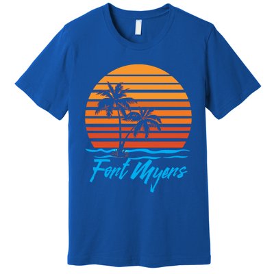 Fort Myers Sunset Palm Trees Beach Vacation Tourist Funny Gift Premium T-Shirt