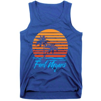 Fort Myers Sunset Palm Trees Beach Vacation Tourist Funny Gift Tank Top