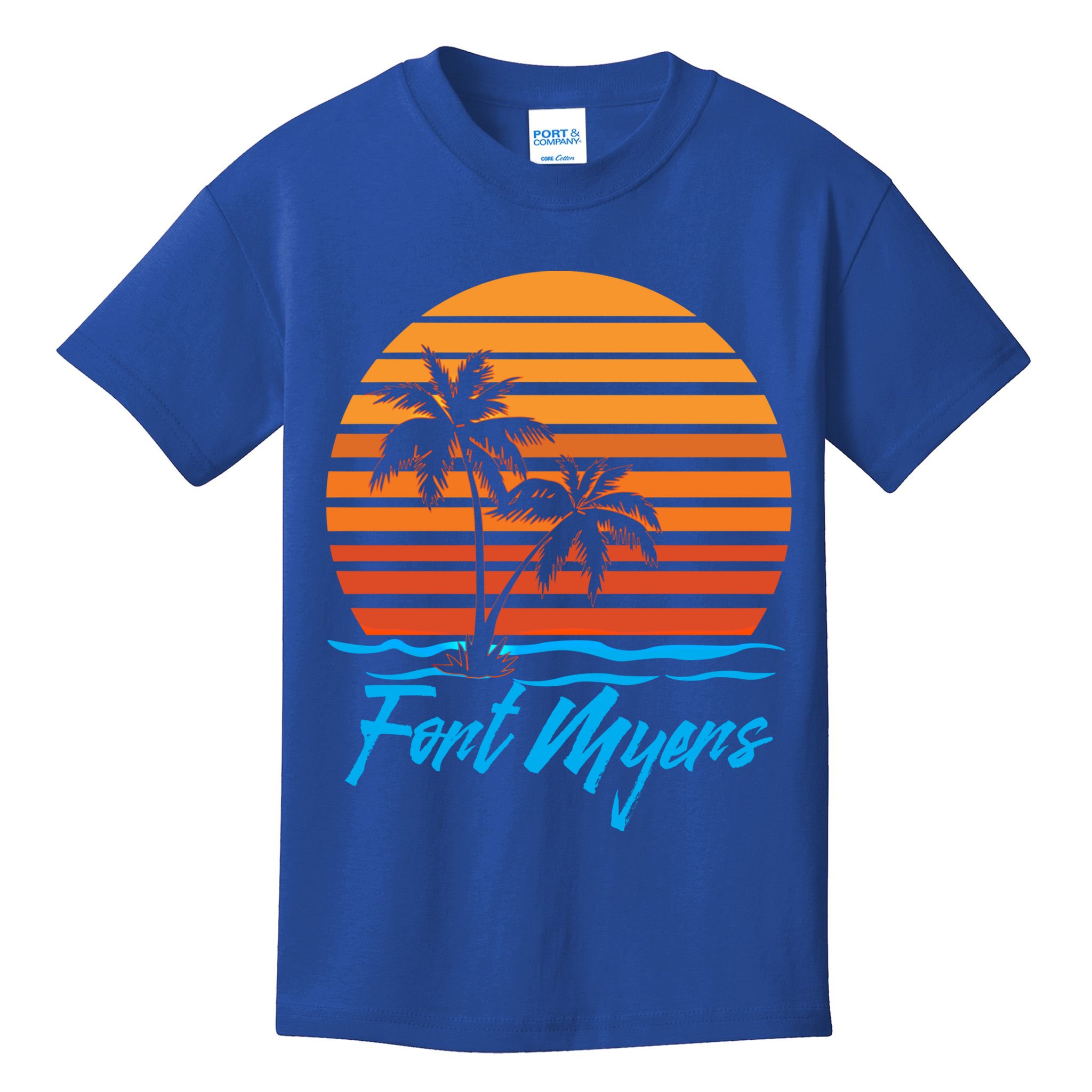 Fort Myers Sunset Palm Trees Beach Vacation Tourist Funny Gift Kids T-Shirt