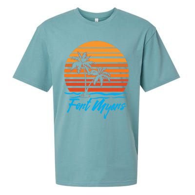 Fort Myers Sunset Palm Trees Beach Vacation Tourist Funny Gift Sueded Cloud Jersey T-Shirt