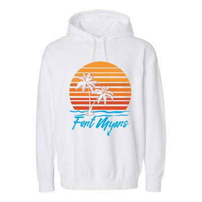 Fort Myers Sunset Palm Trees Beach Vacation Tourist Funny Gift Garment-Dyed Fleece Hoodie