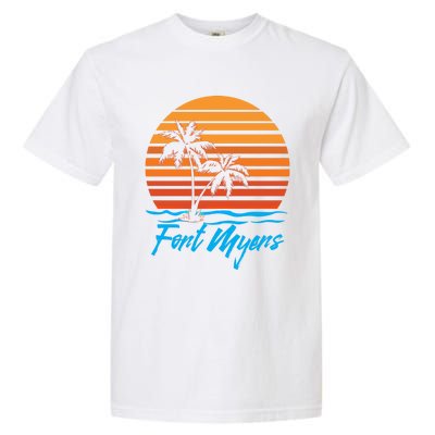 Fort Myers Sunset Palm Trees Beach Vacation Tourist Funny Gift Garment-Dyed Heavyweight T-Shirt