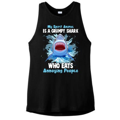 Funny My Spirit Animal Is A Grumpy Shark Ladies PosiCharge Tri-Blend Wicking Tank