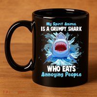 Funny My Spirit Animal Is A Grumpy Shark 11oz C Handle Ceramic Mug
