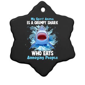 Funny My Spirit Animal Is A Grumpy Shark Ceramic Star Ornament