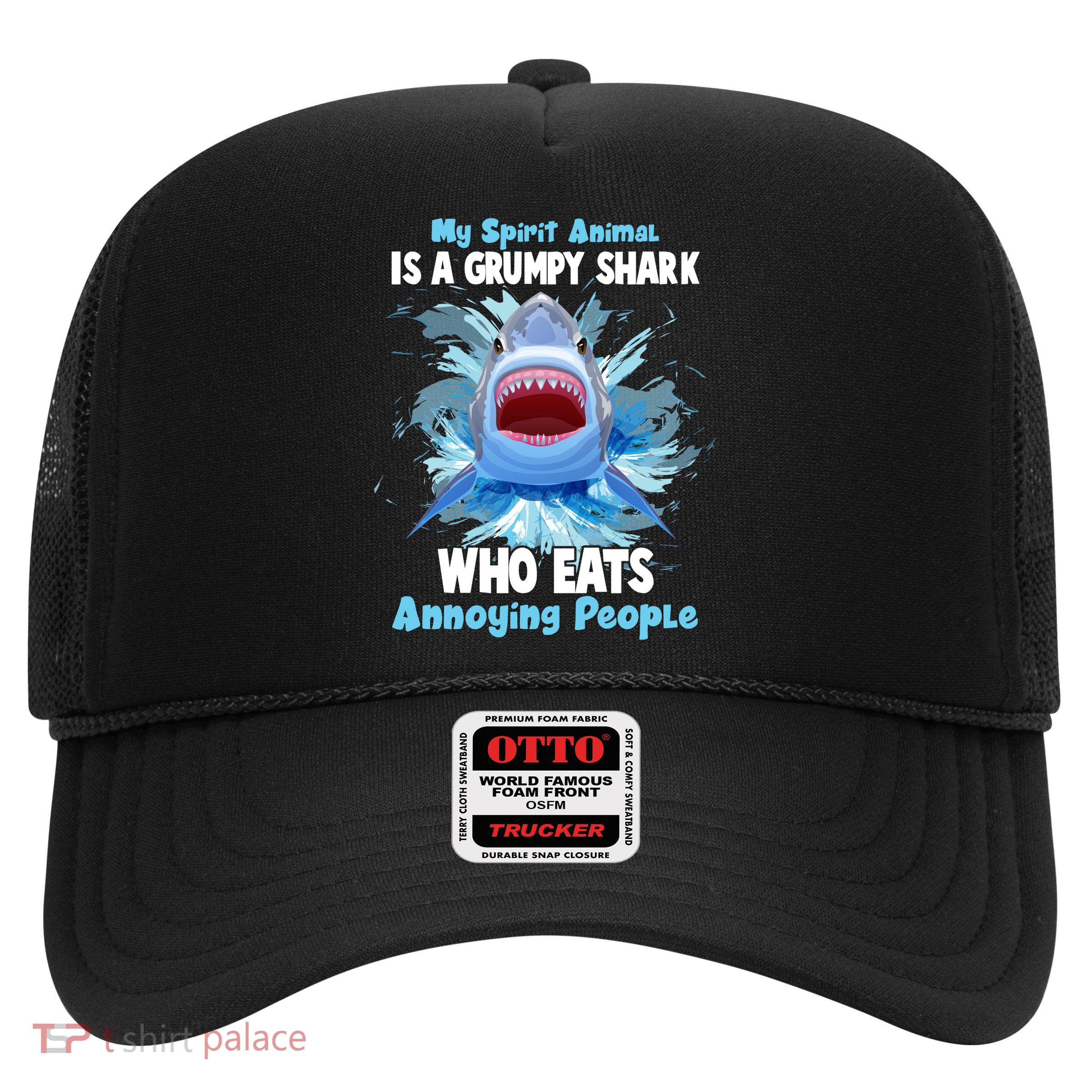 Funny My Spirit Animal Is A Grumpy Shark Trucker Hat