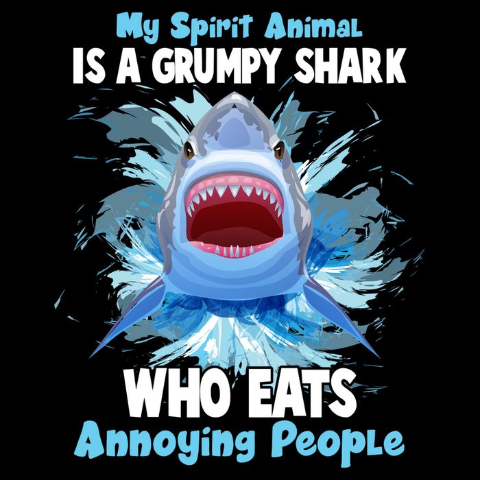 Funny My Spirit Animal Is A Grumpy Shark Wool Snapback Cap
