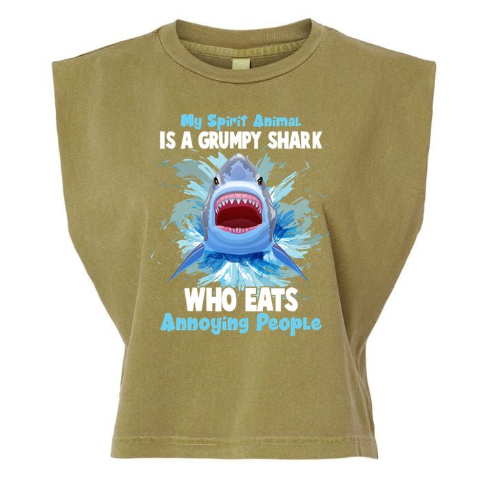Funny My Spirit Animal Is A Grumpy Shark Garment-Dyed Women's Muscle Tee