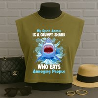 Funny My Spirit Animal Is A Grumpy Shark Garment-Dyed Women's Muscle Tee
