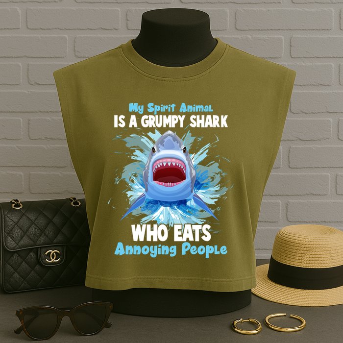 Funny My Spirit Animal Is A Grumpy Shark Garment-Dyed Women's Muscle Tee