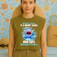 Funny My Spirit Animal Is A Grumpy Shark Garment-Dyed Women's Muscle Tee