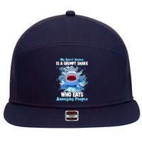 Funny My Spirit Animal Is A Grumpy Shark 7 Panel Mesh Trucker Snapback Hat