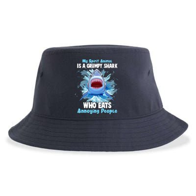 Funny My Spirit Animal Is A Grumpy Shark Sustainable Bucket Hat