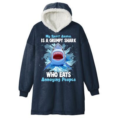 Funny My Spirit Animal Is A Grumpy Shark Hooded Wearable Blanket