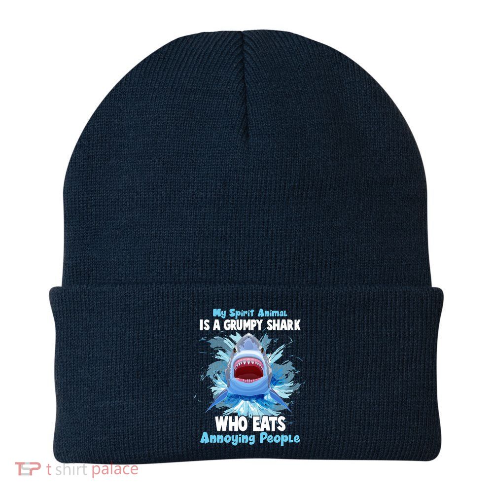 Funny My Spirit Animal Is A Grumpy Shark Beanie
