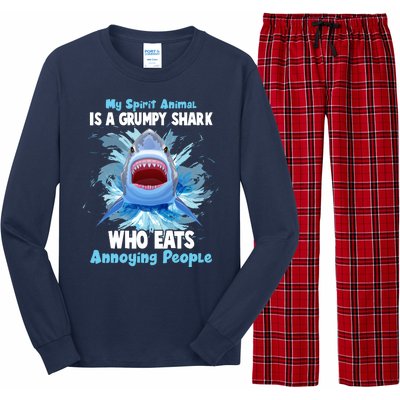 Funny My Spirit Animal Is A Grumpy Shark Long Sleeve Pajama Set