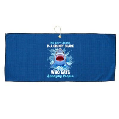 Funny My Spirit Animal Is A Grumpy Shark Large Microfiber Waffle Golf Towel