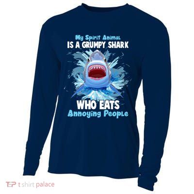 Funny My Spirit Animal Is A Grumpy Shark Cooling Performance Long Sleeve Crew