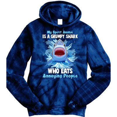 Funny My Spirit Animal Is A Grumpy Shark Tie Dye Hoodie