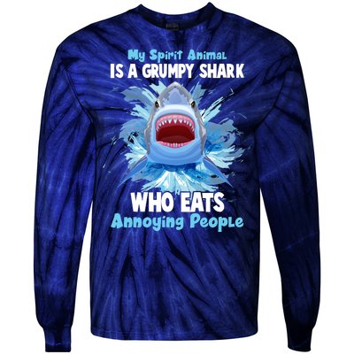 Funny My Spirit Animal Is A Grumpy Shark Tie-Dye Long Sleeve Shirt