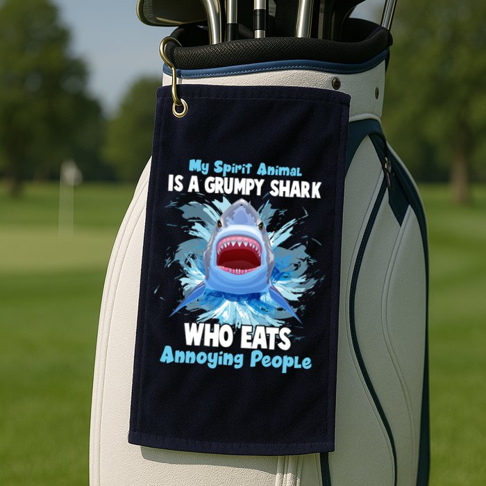 Funny My Spirit Animal Is A Grumpy Shark Golf Towel