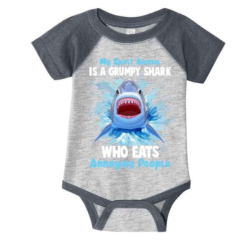 Funny My Spirit Animal Is A Grumpy Shark Infant Baby Jersey Bodysuit
