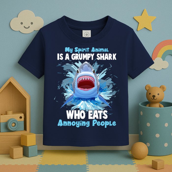 Funny My Spirit Animal Is A Grumpy Shark Toddler T-Shirt